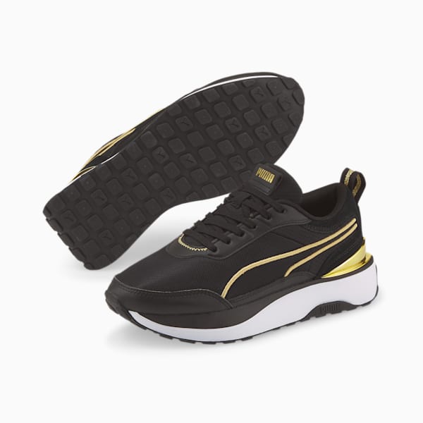 ウィメンズ クルーズ ライダー メタリック スニーカー, Puma Black-Puma Team Gold, extralarge-JPN
