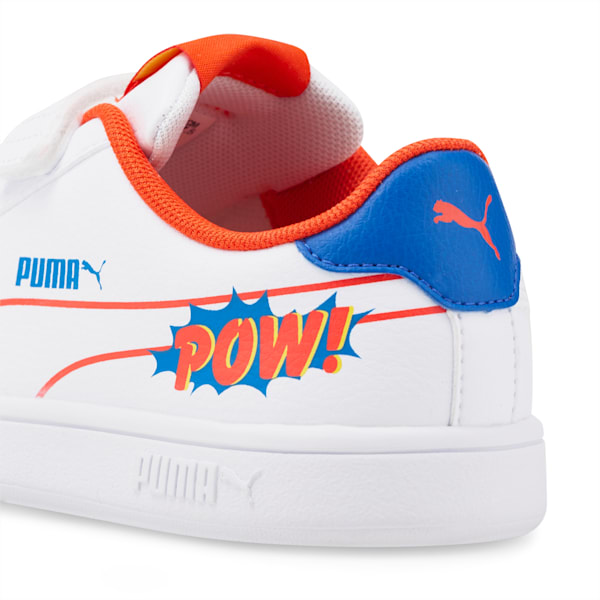 Smash v2 Comics V Little Kids' Shoes, Puma White-Cherry Tomato-Victoria Blue, extralarge