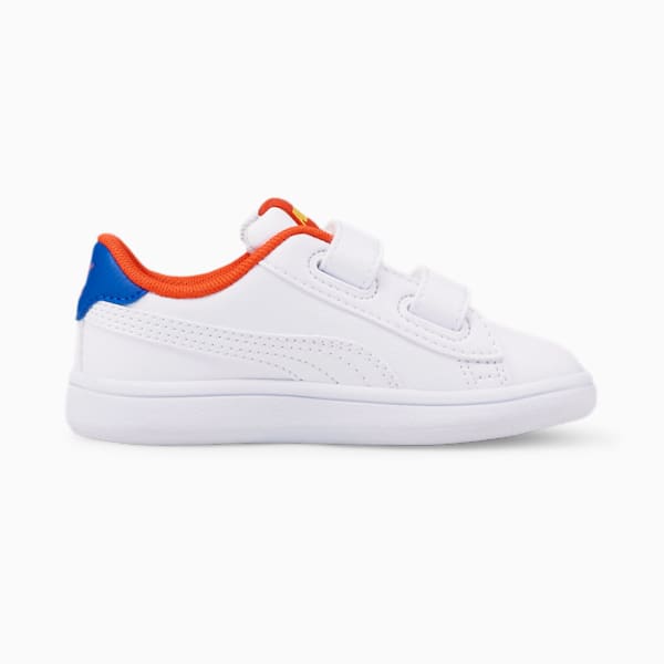 Tenis para bebés Smash v2 Comics V, Puma White-Cherry Tomato-Victoria Blue, extralarge