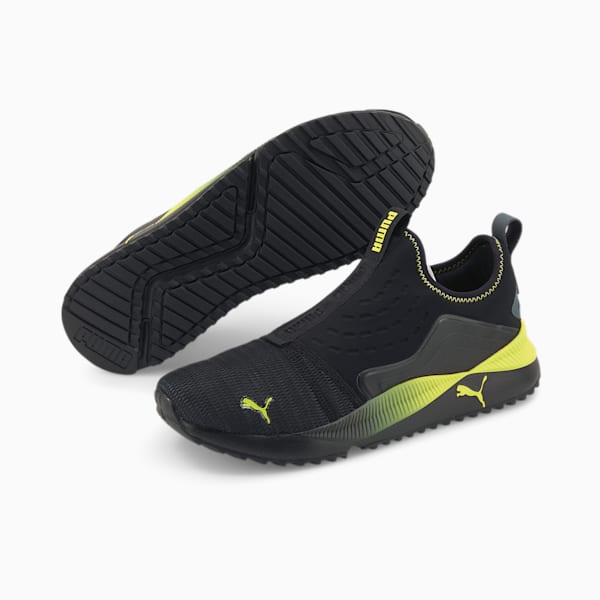 Pacer Future SlipOn Fade Unisex Shoes, Puma Black-Dark Slate-Fluo Yellow, extralarge-IND