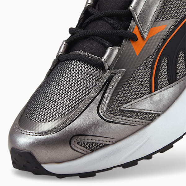 PWRFRAME OP-1 Chrome Roads Unisex Sneakers, Puma Aged Silver-Puma Black-Vibrant Orange, extralarge-IND