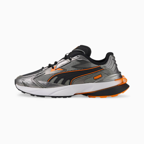 PWRFRAME OP-1 Chrome Roads Unisex Sneakers, Puma Aged Silver-Puma Black-Vibrant Orange, extralarge-IND