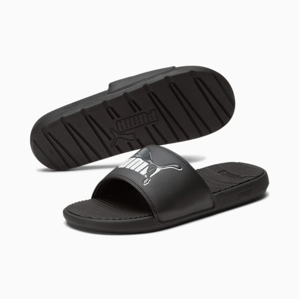 Cool Cat Leap Men's Slides, Puma Black-Dark Shadow-Puma White, extralarge