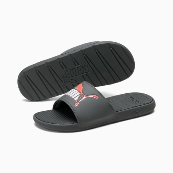 Cool Cat Leap Men's Slides, CASTLEROCK-Nasturtium-Puma White, extralarge