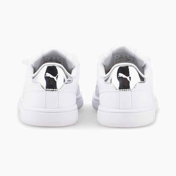 Smash v2 Mirror Metallic Little Kids' Shoes, Puma White-Puma White-Puma Silver, extralarge