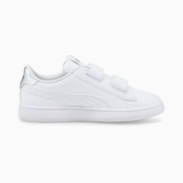Smash v2 Mirror Metallic Little Kids' Shoes, Puma White-Puma White-Puma Silver, extralarge