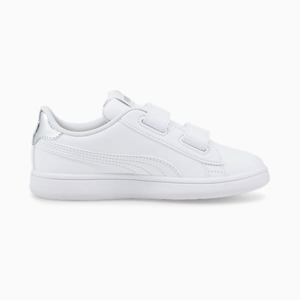 Tenis infantiles Smash v2 Mirror Metallic, Puma White-Puma White-Puma Silver, extralarge