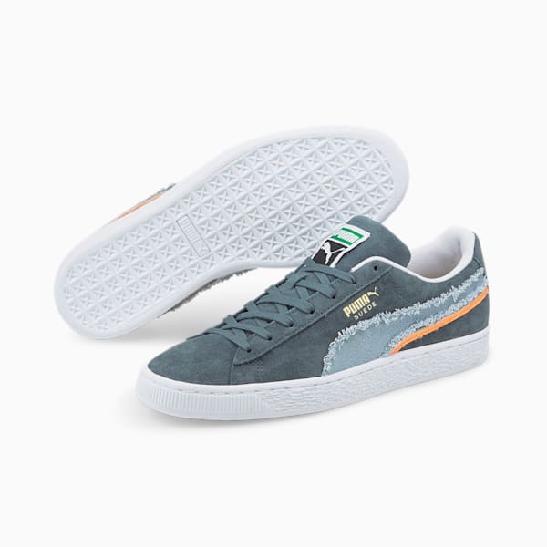 Suede Triplex Denim Sneakers, Dark Slate-Faded Denim, extralarge