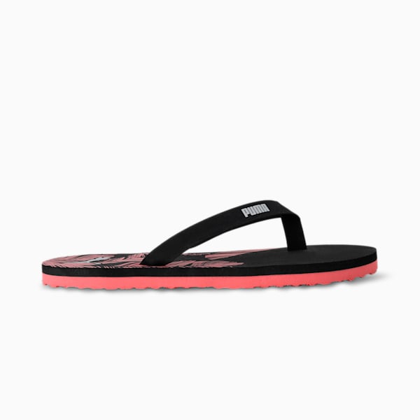 Flame Women's Flip Flops, Puma Black-Sun Kissed Coral-Silver, extralarge-IND