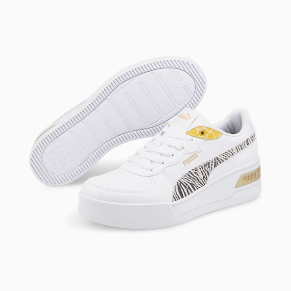 Skye Wedge Safari Women's Sneakers, Puma White-Puma Black-Saffron, extralarge