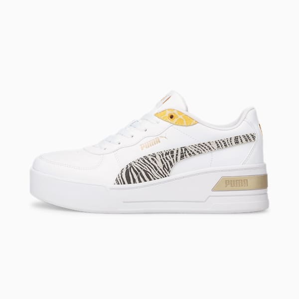 Skye Wedge Safari Women's Sneakers, Puma White-Puma Black-Saffron, extralarge