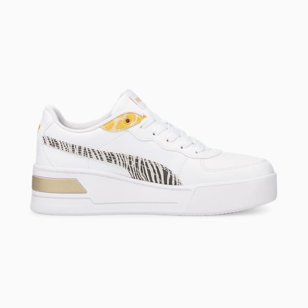 Skye Wedge Safari Women's Sneakers, Puma White-Puma Black-Saffron, extralarge