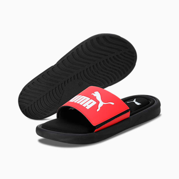 Royalcat Memory Foam Unisex Slides, Puma Black-High Risk Red-Puma White, extralarge-IND