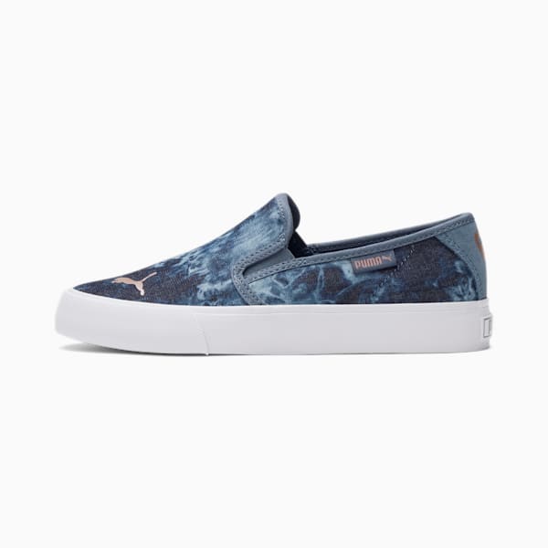 Bari Slip On Textile Indigo Sneakers JR, China Blue-Rose Gold, extralarge