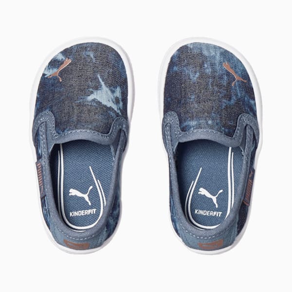 Bari Slip On Textile Indigo Toddler Shoes, China Blue-Rose Gold, extralarge