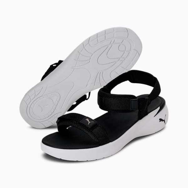 Sportie Vola Women's Slides, Puma Black-Puma Team Gold, extralarge-IND