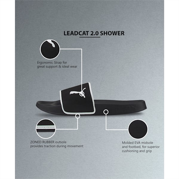 Leadcat 2.0 Shower Men's Slides, Puma Black-Puma White, extralarge-IND