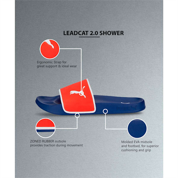 Leadcat 2.0 Shower Men's Slides, Puma Red-Puma White-Blazing Blue, extralarge-IND