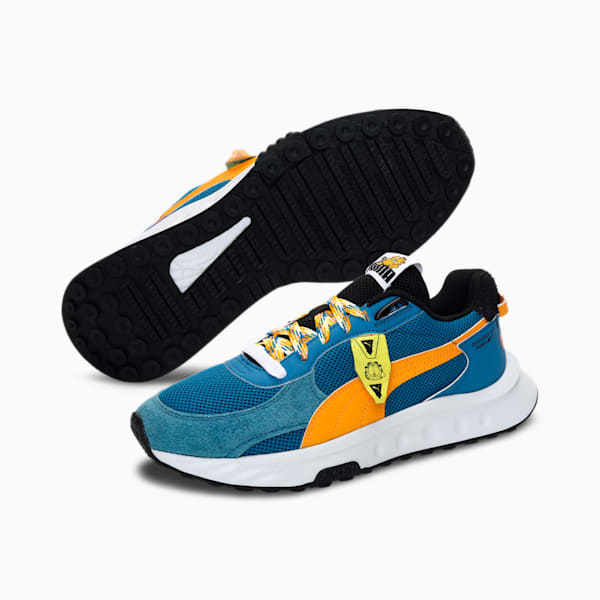 PUMA x Garfield Wild Rider Unisex Sneakers, Dark Cheddar-Vallarta Blue, extralarge-IND