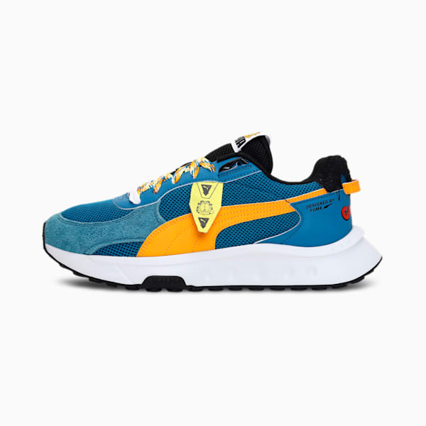PUMA x Garfield Wild Rider Unisex Sneakers, Dark Cheddar-Vallarta Blue, extralarge-IND