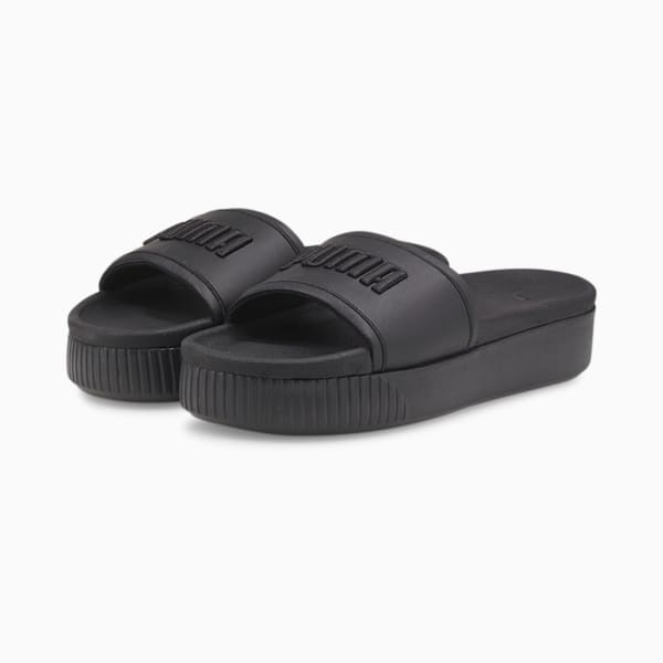 Women's Platform Slides, Puma Black, extralarge