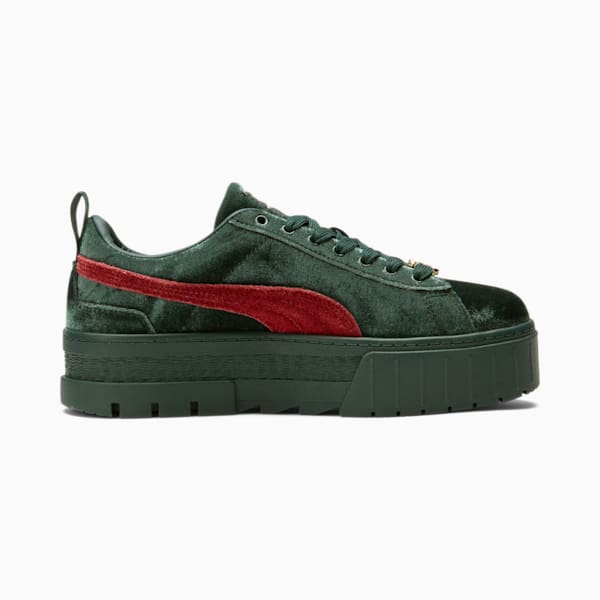 Mayze Velvet Women's Sneakers, Green Gables-Tibetan Red-Puma Team Gold, extralarge