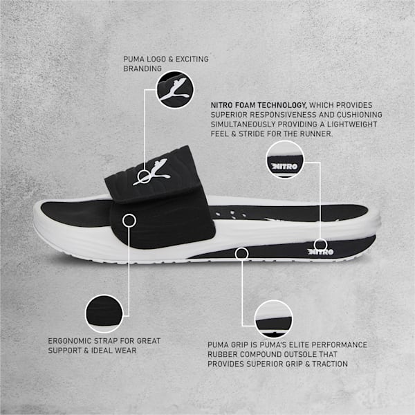 Nitrocat V Unisex Slides, Puma Black-Puma White, extralarge-IND