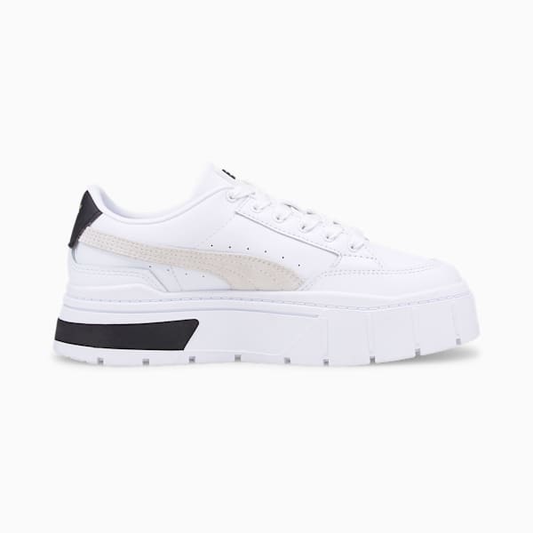 Puma Mayze Stack cord detail sneakers in white and varsity green