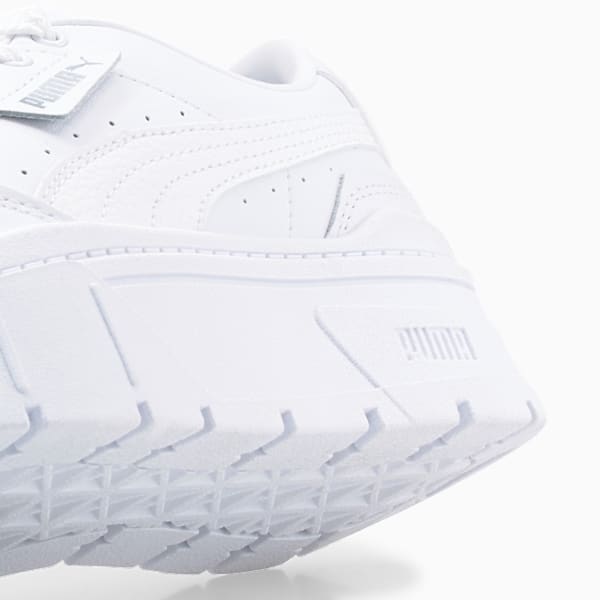 Mayze Stack Leather Sneakers Women, Puma White, extralarge