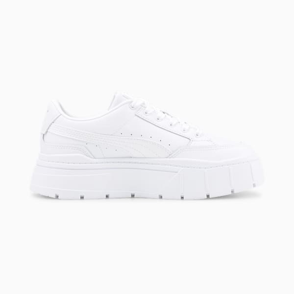 Mayze Stack Leather Women's Sneakers, Puma White, extralarge