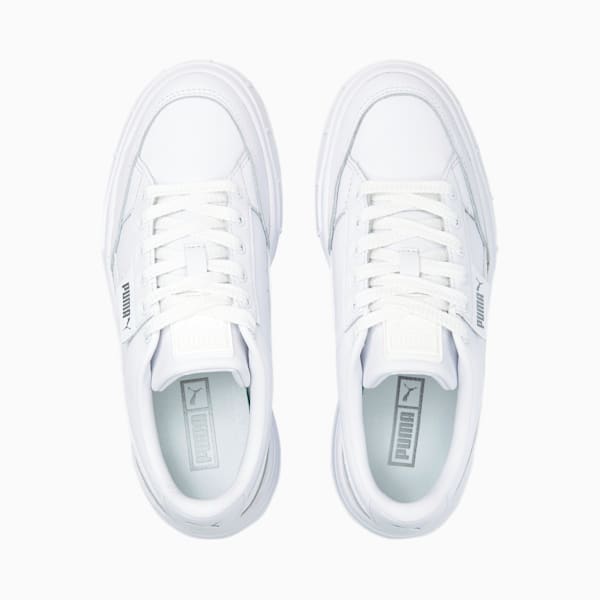 Mayze Stack Leather Women's Sneakers, Puma White, extralarge-AUS
