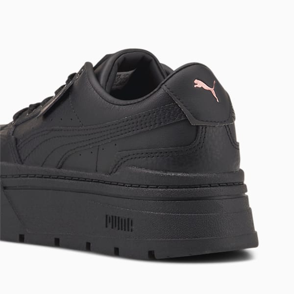 Mayze Stack Leather Women's Sneakers, Puma Black, extralarge-AUS