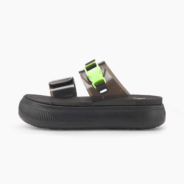 Sandalias de natación para mujer Suede Mayu Pop, Puma Black-Fizzy Light, extralarge