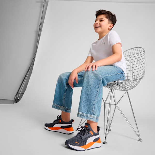 Tenis juveniles Pacer Easy Street, Galactic Gray-PUMA White-Orange Glo, extralarge