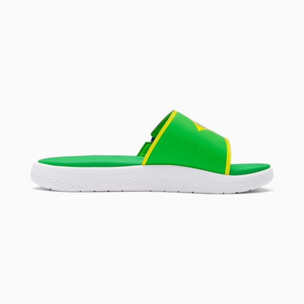 Brazil Softride Men's Slides, Classic Green-Dandelion-Puma Royal, extralarge
