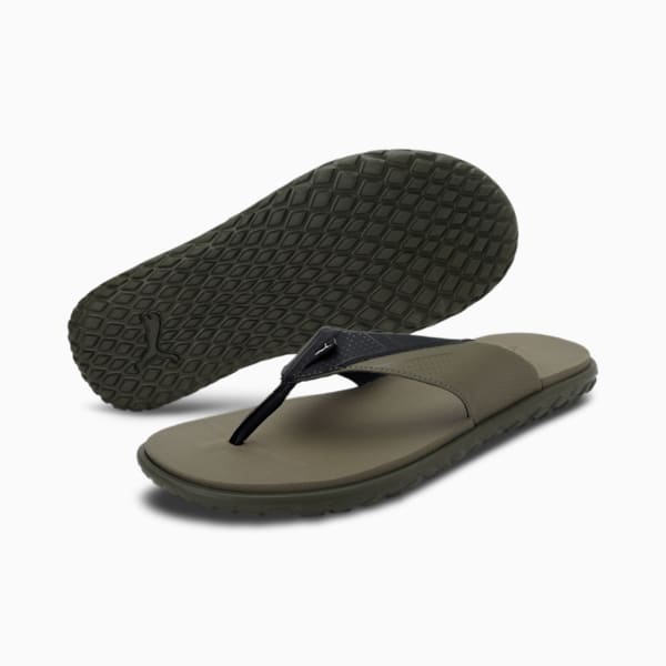 Galaxy Comfort V2  Unisex Flip Flops, Burnt Olive-Puma Black, extralarge-IND