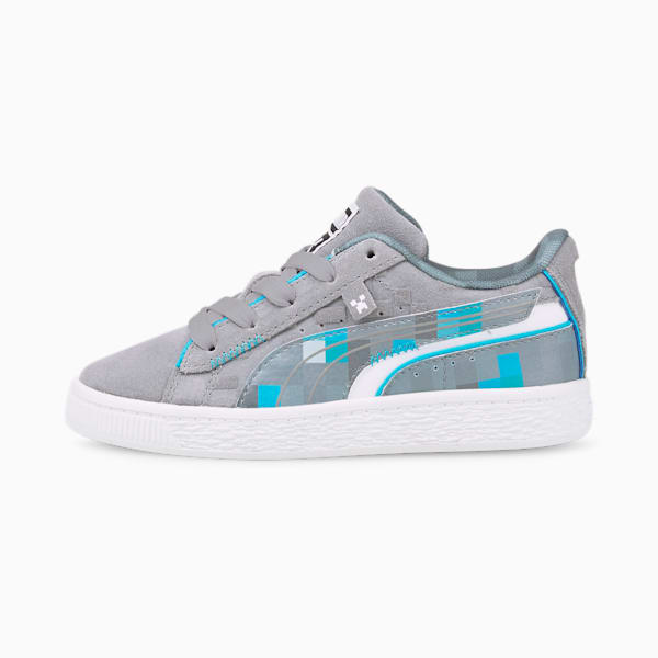 PUMA x MINECRAFT Suede Little Kids' Shoes, Gray Violet-Blue Atoll