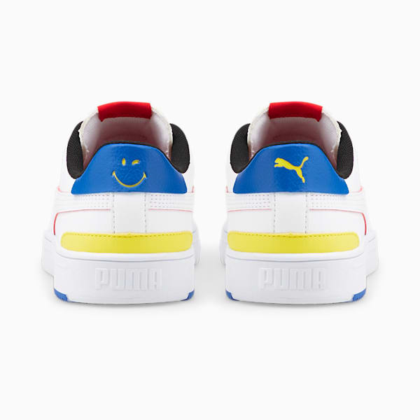 Tenis para jóvenes PUMA x SMILEYWORLD Serve Pro, Puma White-High Risk Red-Royal Blue-Vibrant Yellow, extralarge