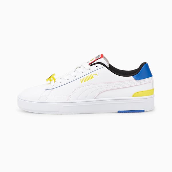 PUMA x SMILEYWORLD Serve Pro Sneakers Big Kids, Puma White-High Risk Red-Royal Blue-Vibrant Yellow, extralarge