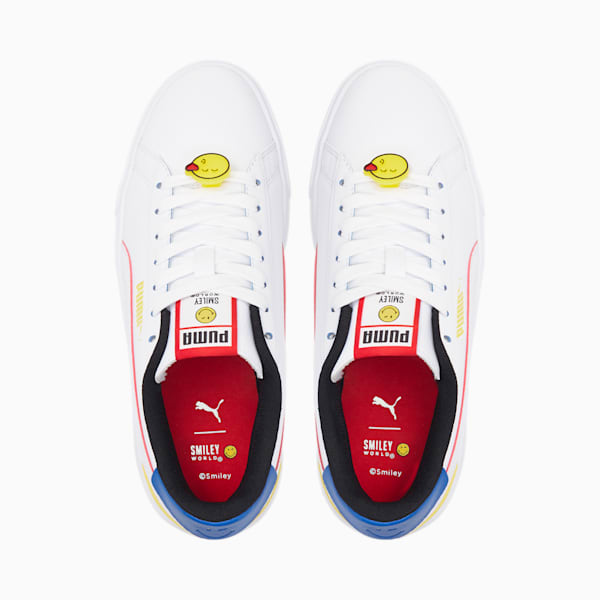 PUMA x SMILEYWORLD Serve Pro Sneakers Big Kids, Puma White-High Risk Red-Royal Blue-Vibrant Yellow, extralarge