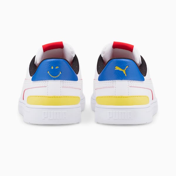 PUMA x SMILEYWORLD Serve Pro Little Kids' Shoes, Puma White-High Risk Red-Royal Blue-Vibrant Yellow