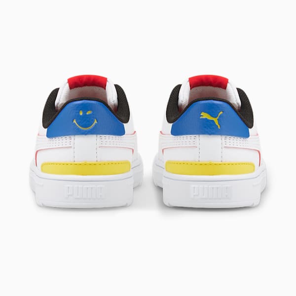 Tenis para bebés PUMA x SMILEYWORLD Serve Pro AC, Puma White-High Risk Red-Royal Blue-Vibrant Yellow, extralarge