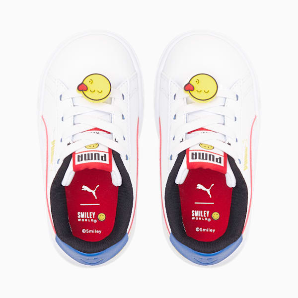 PUMA x SMILEYWORLD Serve Pro Toddlers' Shoes, Puma White-High Risk Red-Royal Blue-Vibrant Yellow