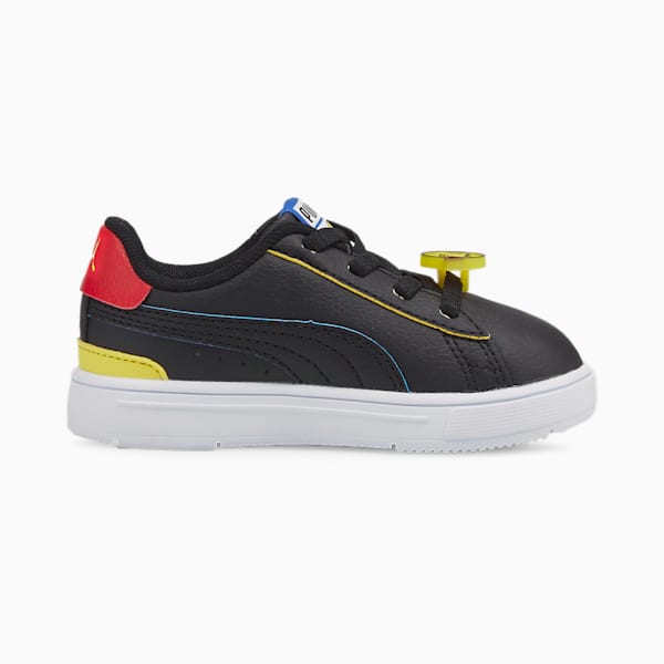 Tenis para bebés PUMA x SMILEYWORLD Serve Pro AC, Puma Black-Royal Blue-High Risk Red-Vibrant Yellow, extralarge