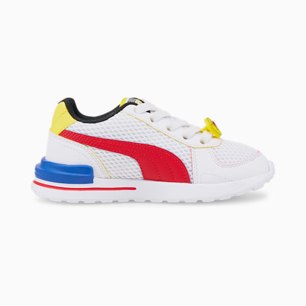 PUMA x SMILEYWORLD Graviton Little Kids' Shoes, Puma White-High Risk Red-Vibrant Yellow-Puma Royal