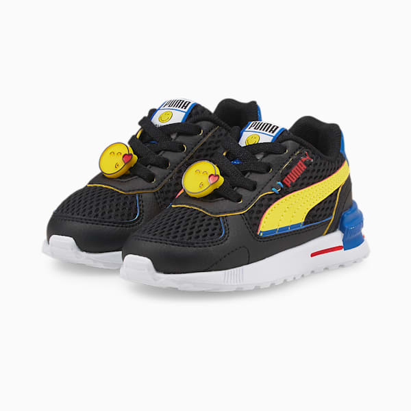 PUMA x SMILEYWORLD Graviton Toddlers' Shoes, Puma Black-Vibrant Yellow-Puma Royal-High Risk Red, extralarge