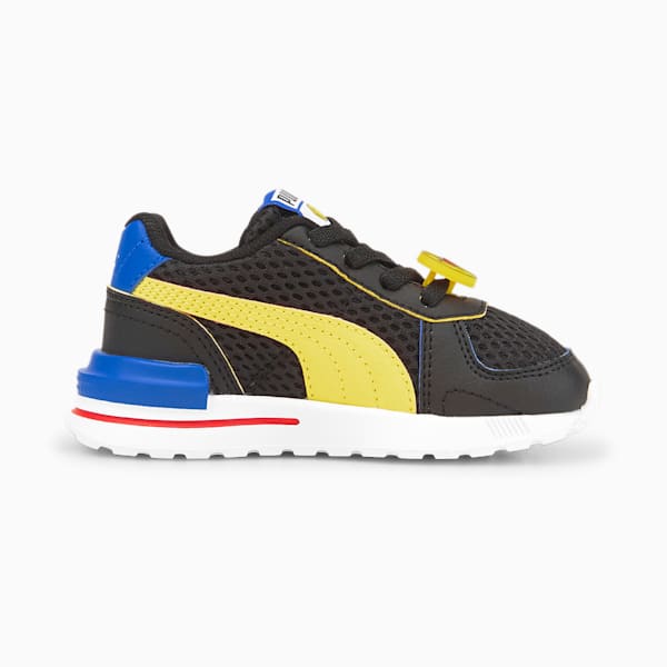 Tenis para bebés PUMA x SMILEYWORLD Graviton, Puma Black-Vibrant Yellow-Puma Royal-High Risk Red, extralarge