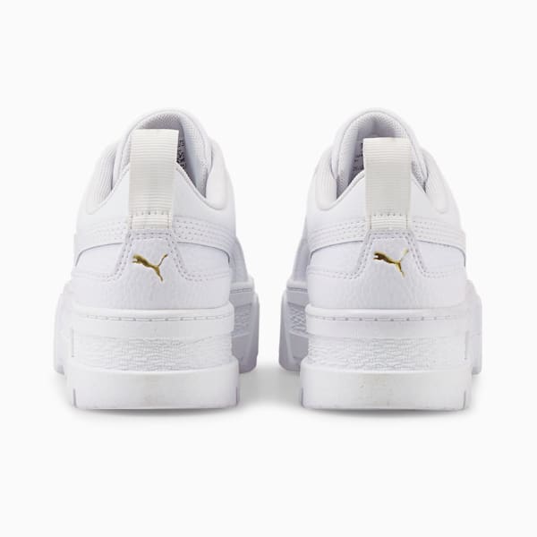 Mayze Leather Big Kids Sneakers, Puma White-Puma Team Gold, extralarge