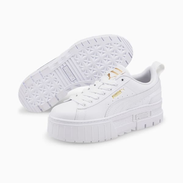 Tenis de cuero para Adolescente Mayze, Puma White-Puma Team Gold, extralarge