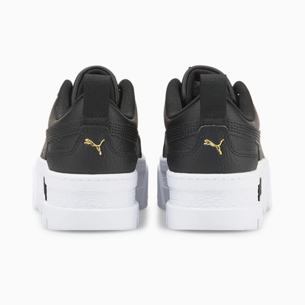 Mayze Leather Big Kids Sneakers, Puma Black-Puma Team Gold, extralarge